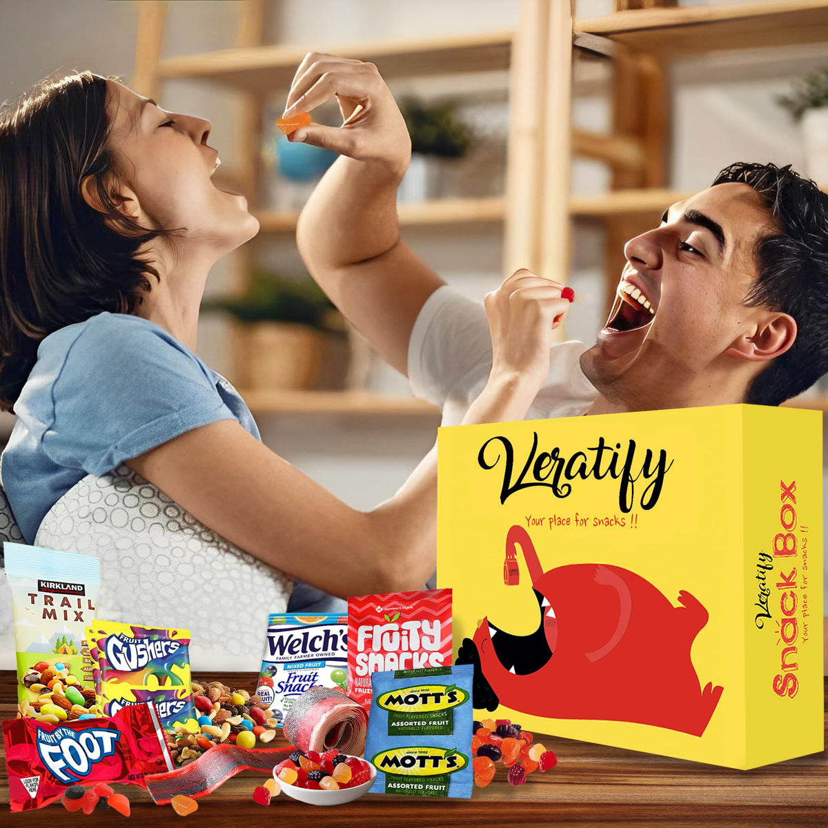 Veratify Snack Box Variety Pack (84 Count) – Bulk Gift Basket with Granola Bars, Nuts & More