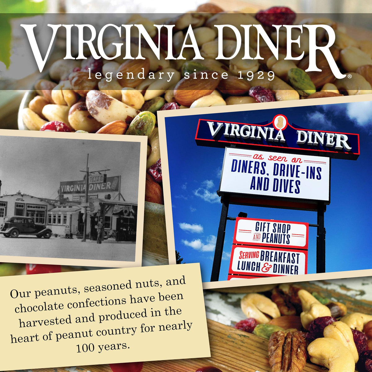 Virginia Diner Jumbo Salted Cashews - Non-GMO, Preservative-Free, 18 oz Can