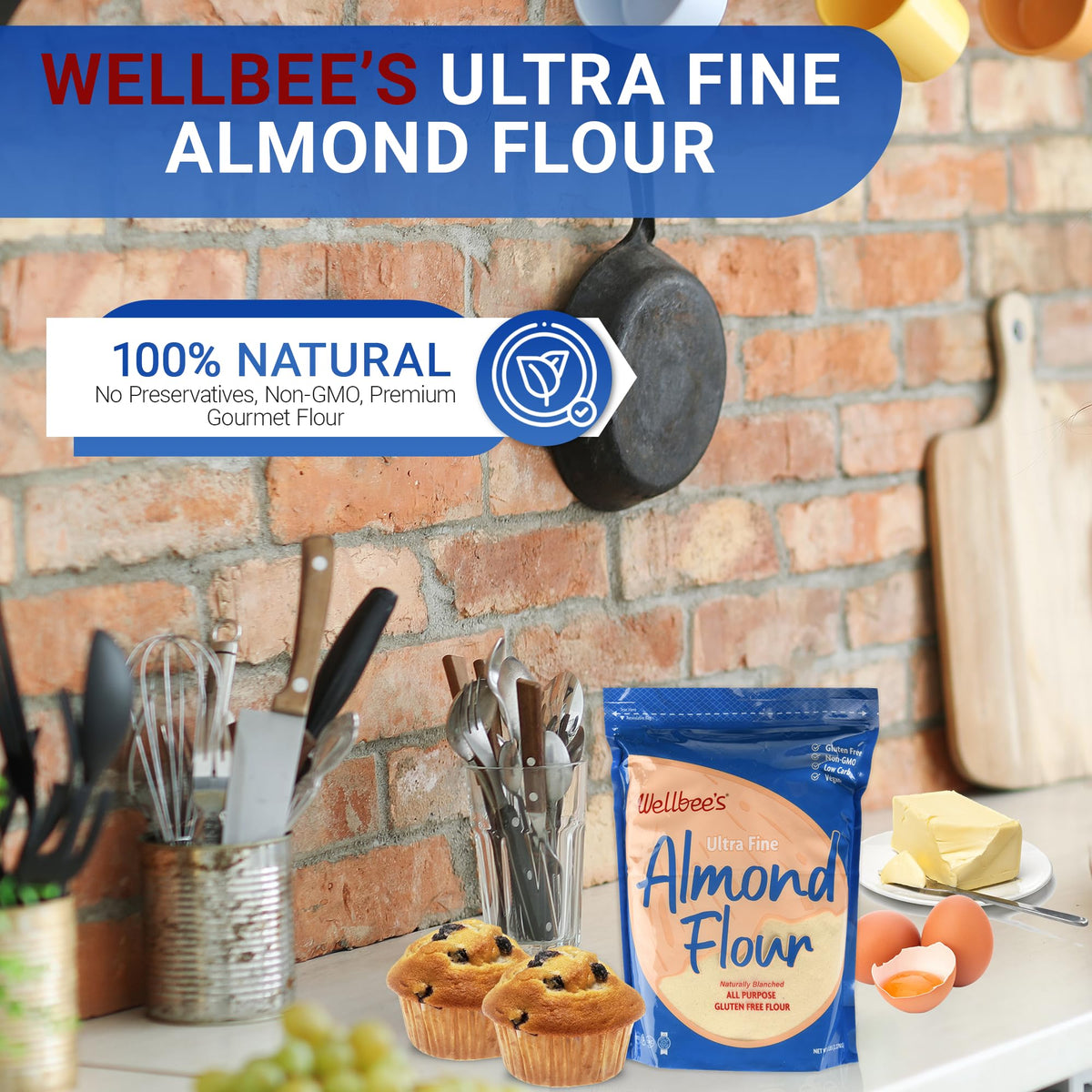 Wellbee's Almond Flour, Extra Fine – Gluten Free, Low Carb, 5 lbs