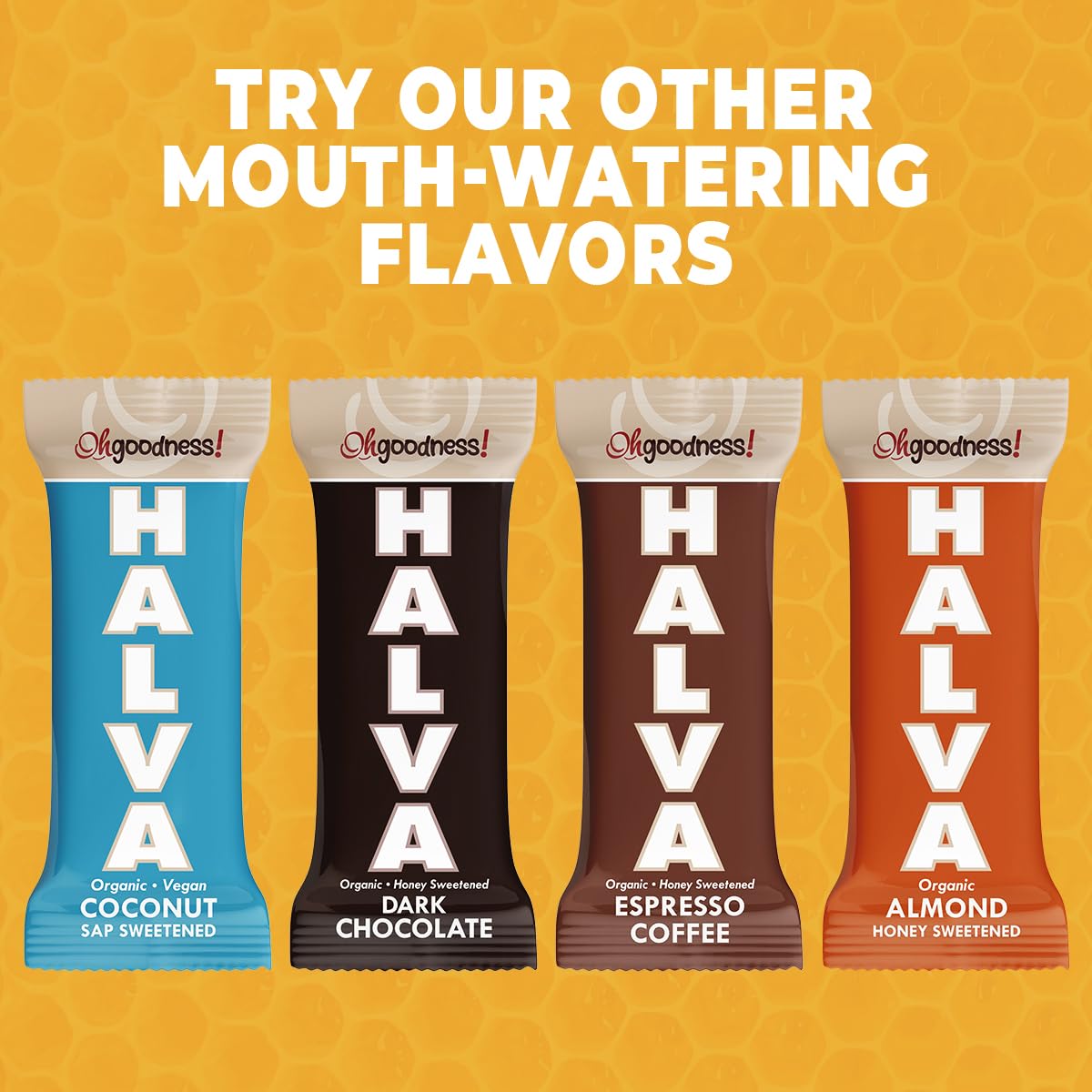 OhGoodness Organic Honey Halva Bars – 16 Pack (40g Each) | Paleo, Kosher | Wellbee's