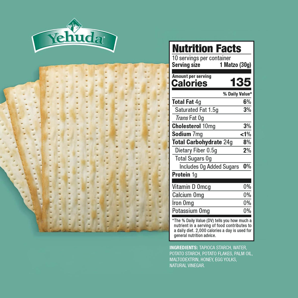 Yehuda Fiber Enriched Gluten Free Matzo Squares – 3 Pack (10.5oz)