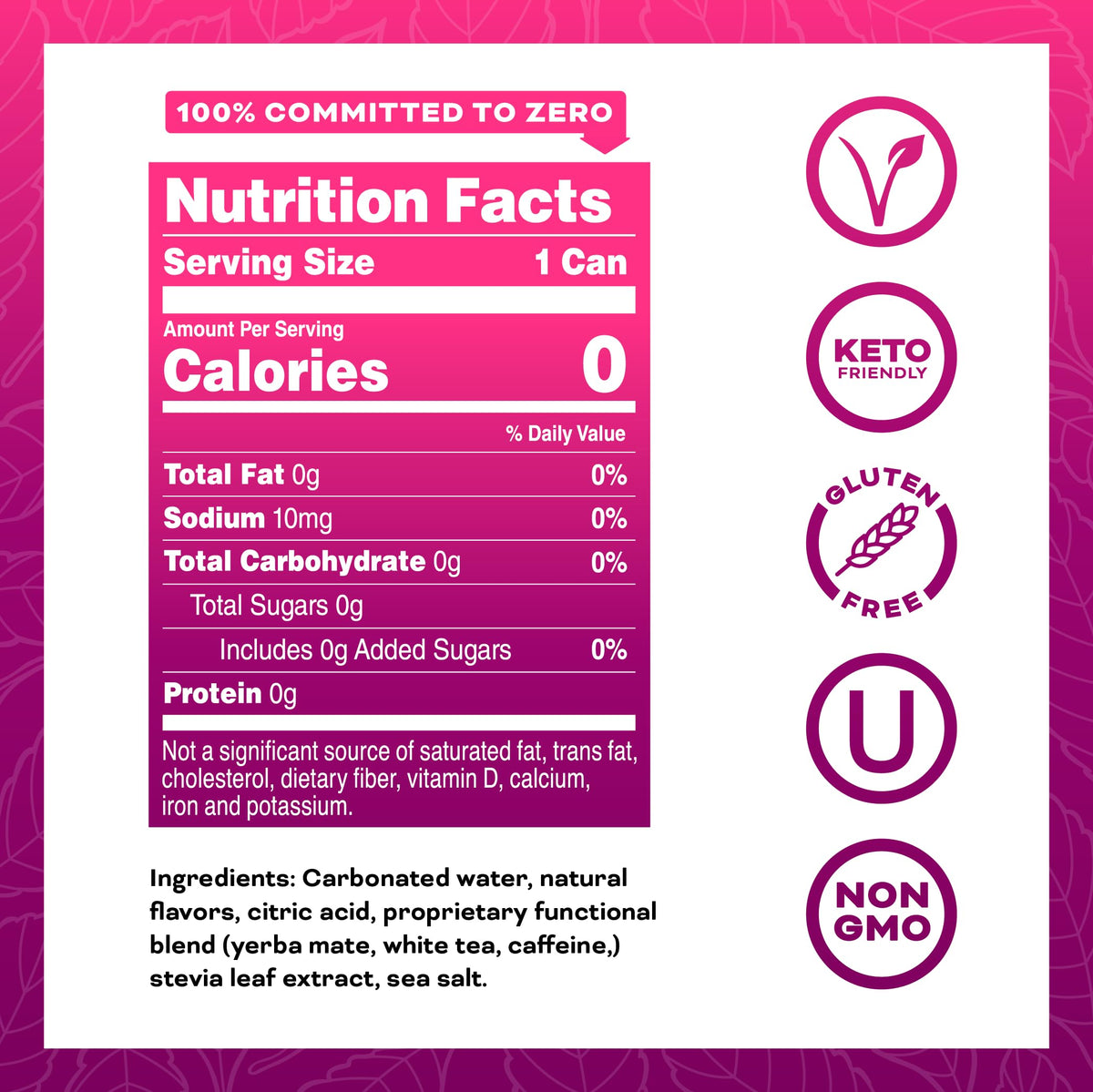 Yerbaé Energy Beverage - Black Cherry Pineapple | 0 Sugar, 0 Calories, 0 Carbs, 16oz Can (12 Pack)