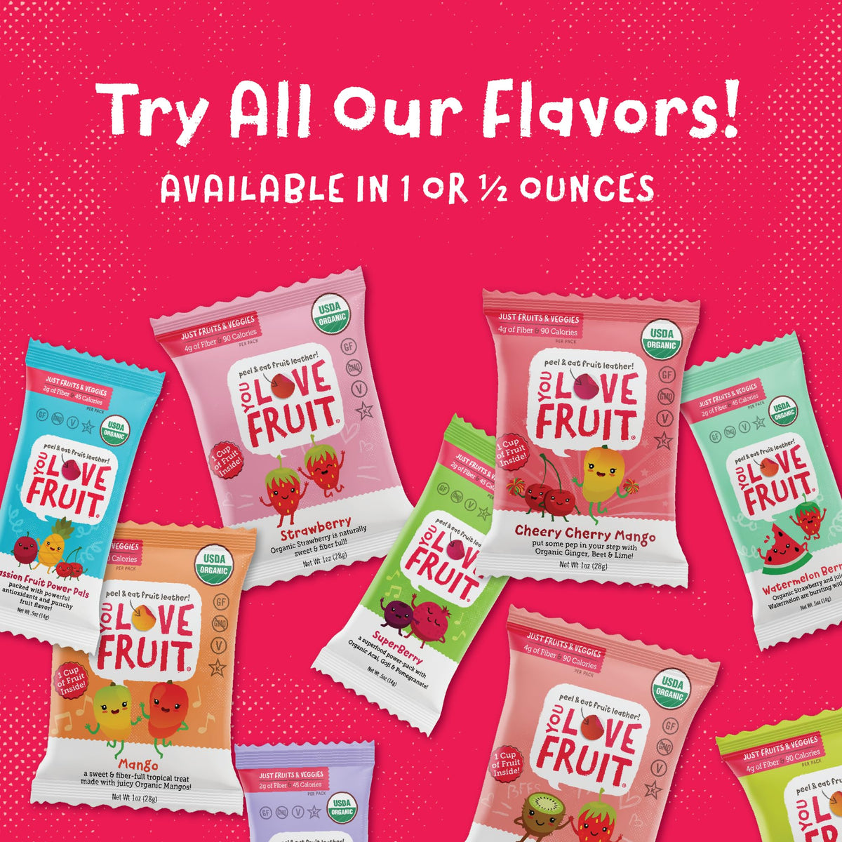 You Love Fruit - 30 Count Fruit Snacks Variety Pack | Natural, Gluten-Free & Vegan