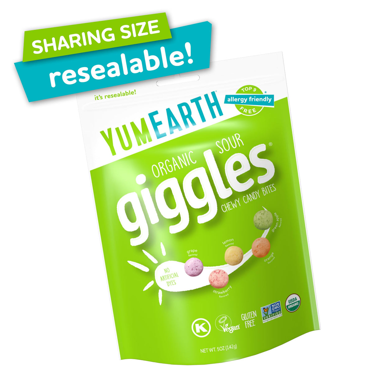YumEarth Organic Sour Giggles Chewy Candy – Allergy Friendly, Vegan & Gluten Free (Pack of 6)