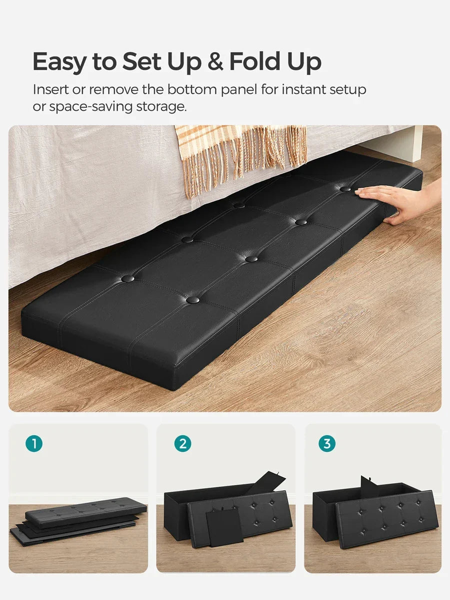 SONGMICS 43 Inches Folding Storage Ottoman Bench Storage