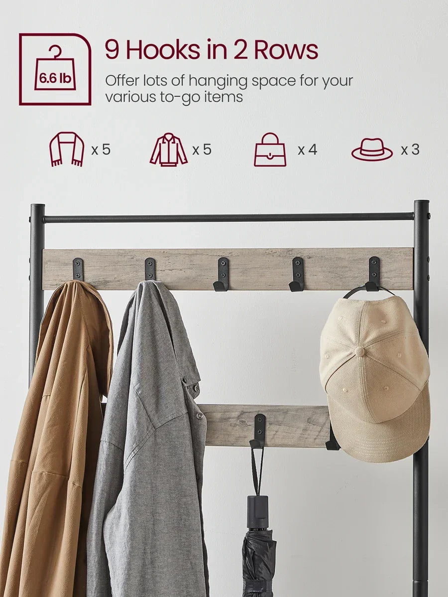 VASAGLE Coat Rack, Hall Tree With Shoe Storage Bench
