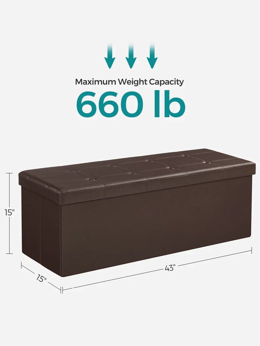 SONGMICS 43 Inches Folding Storage Ottoman Bench Storage