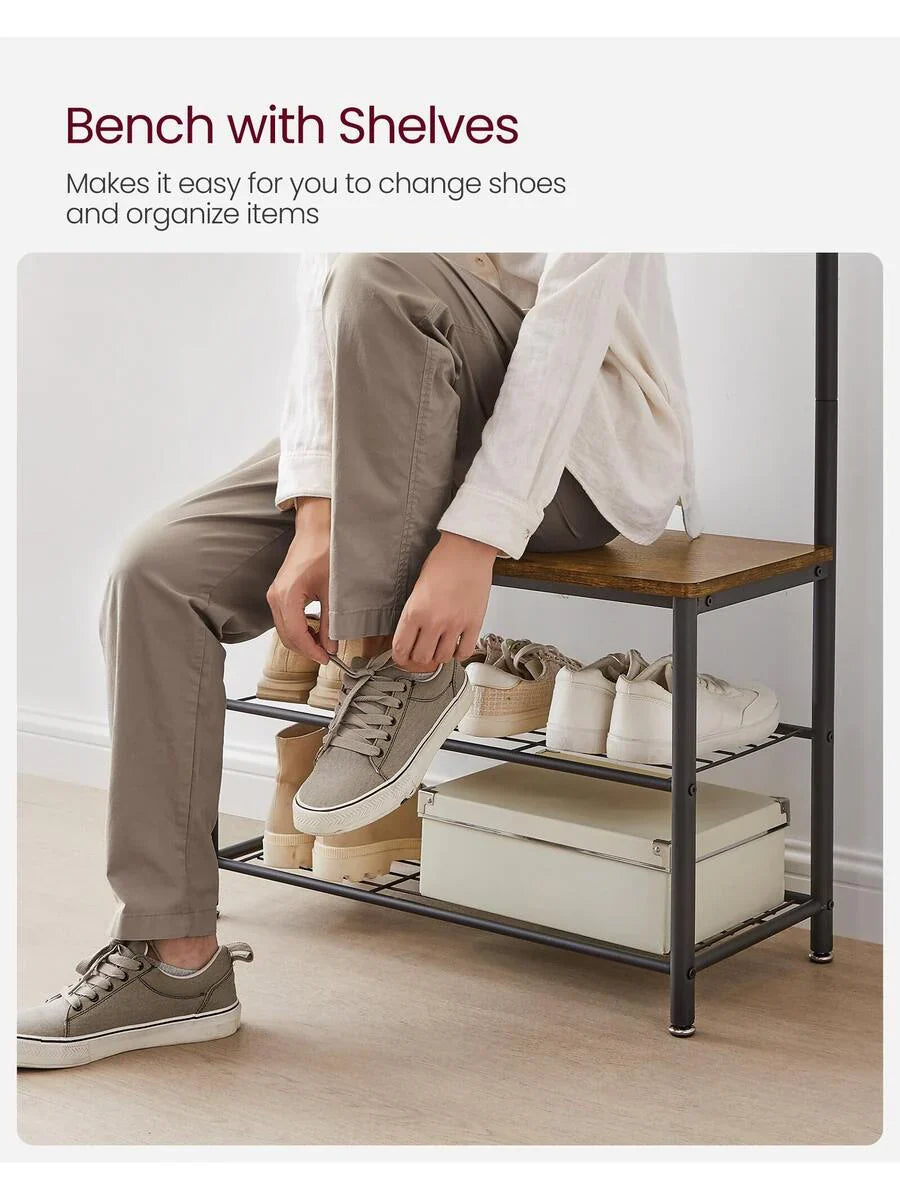 VASAGLE Coat Rack, Hall Tree With Shoe Storage Bench