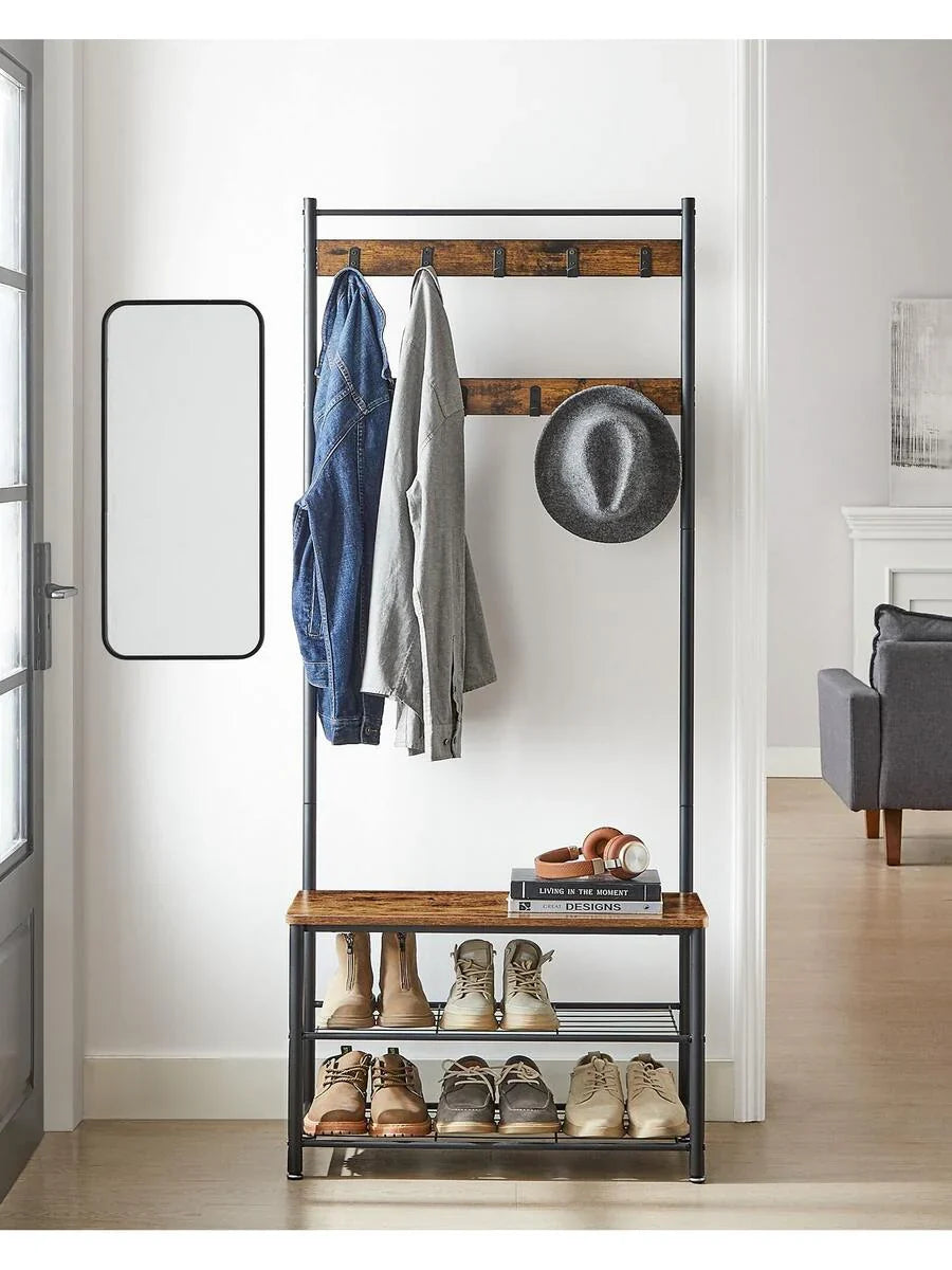 VASAGLE Coat Rack, Hall Tree With Shoe Storage Bench