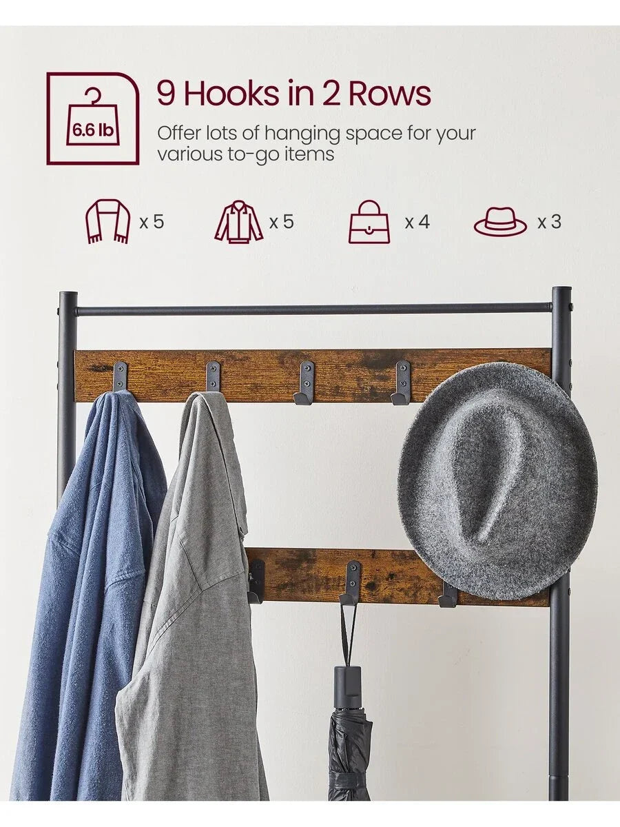 VASAGLE Coat Rack, Hall Tree With Shoe Storage Bench