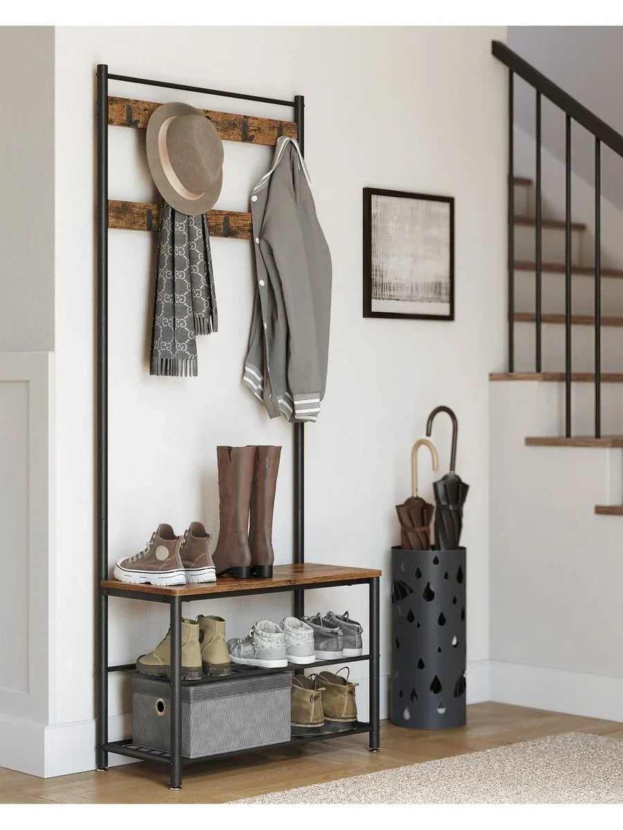 VASAGLE Coat Rack, Hall Tree With Shoe Storage Bench