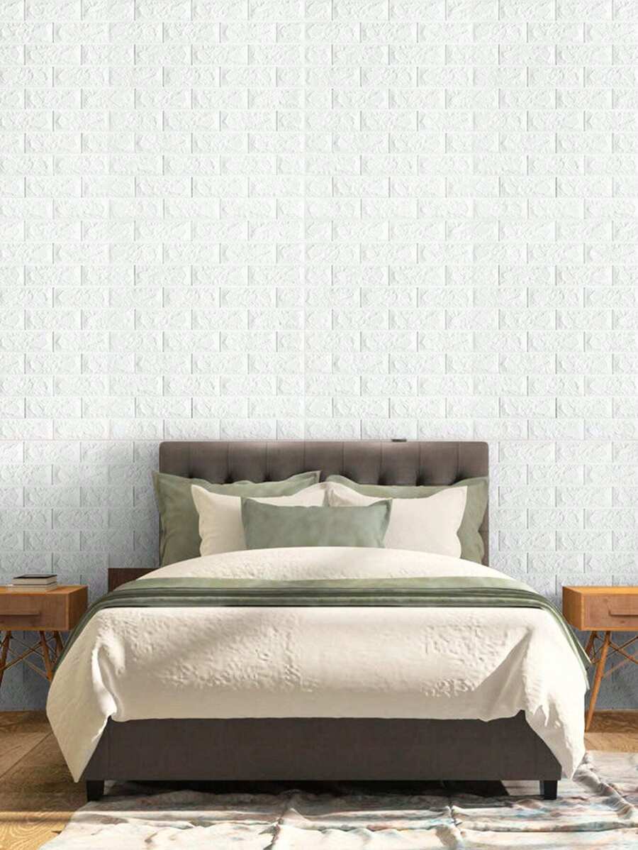 10pcs Brick Pattern Wall Paper, Modern Plain 3D Wall Paper For Home