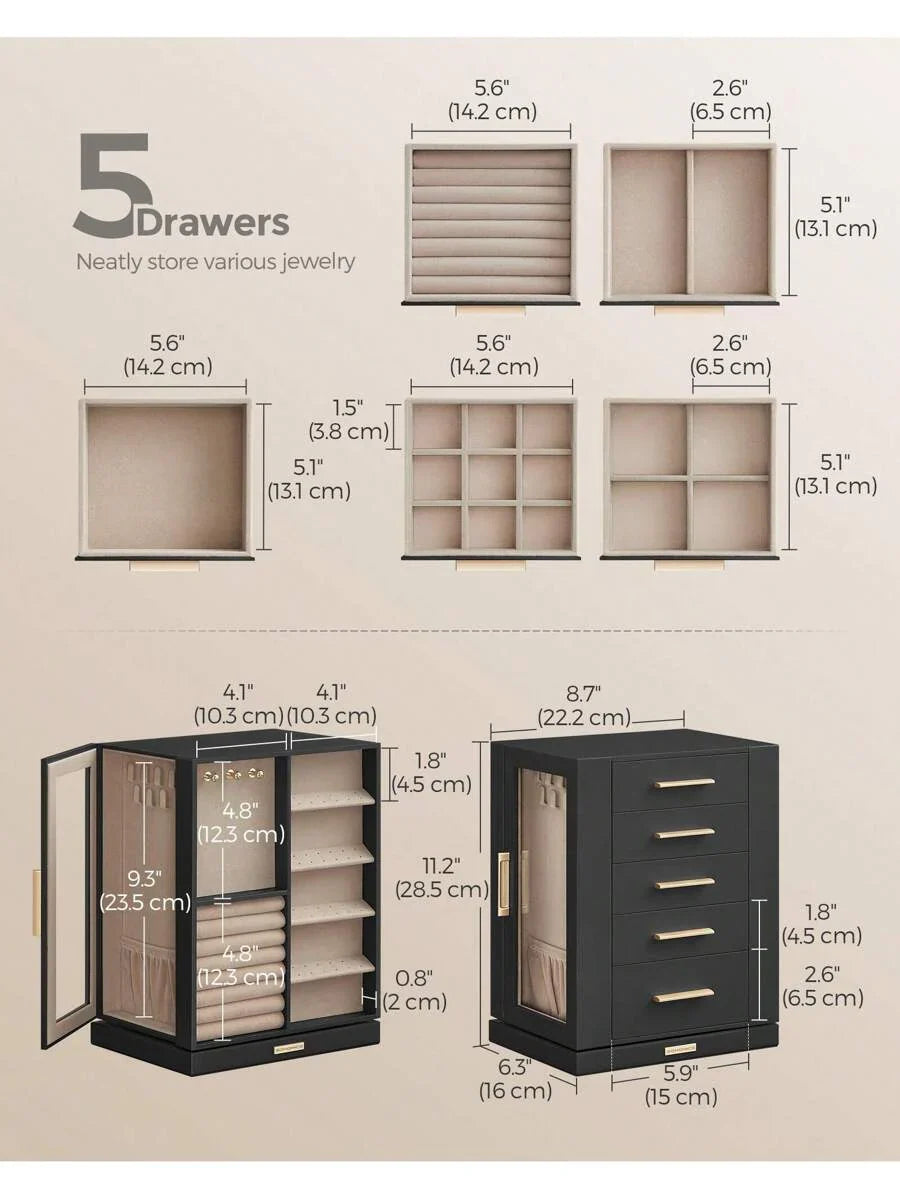 SONGMICS Jewelry Box 360° Rotating