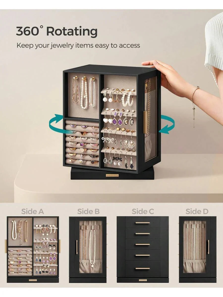 SONGMICS Jewelry Box 360° Rotating