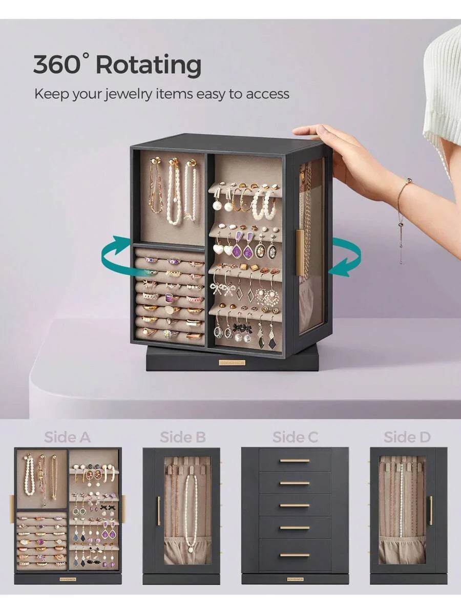 SONGMICS Jewelry Box 360° Rotating