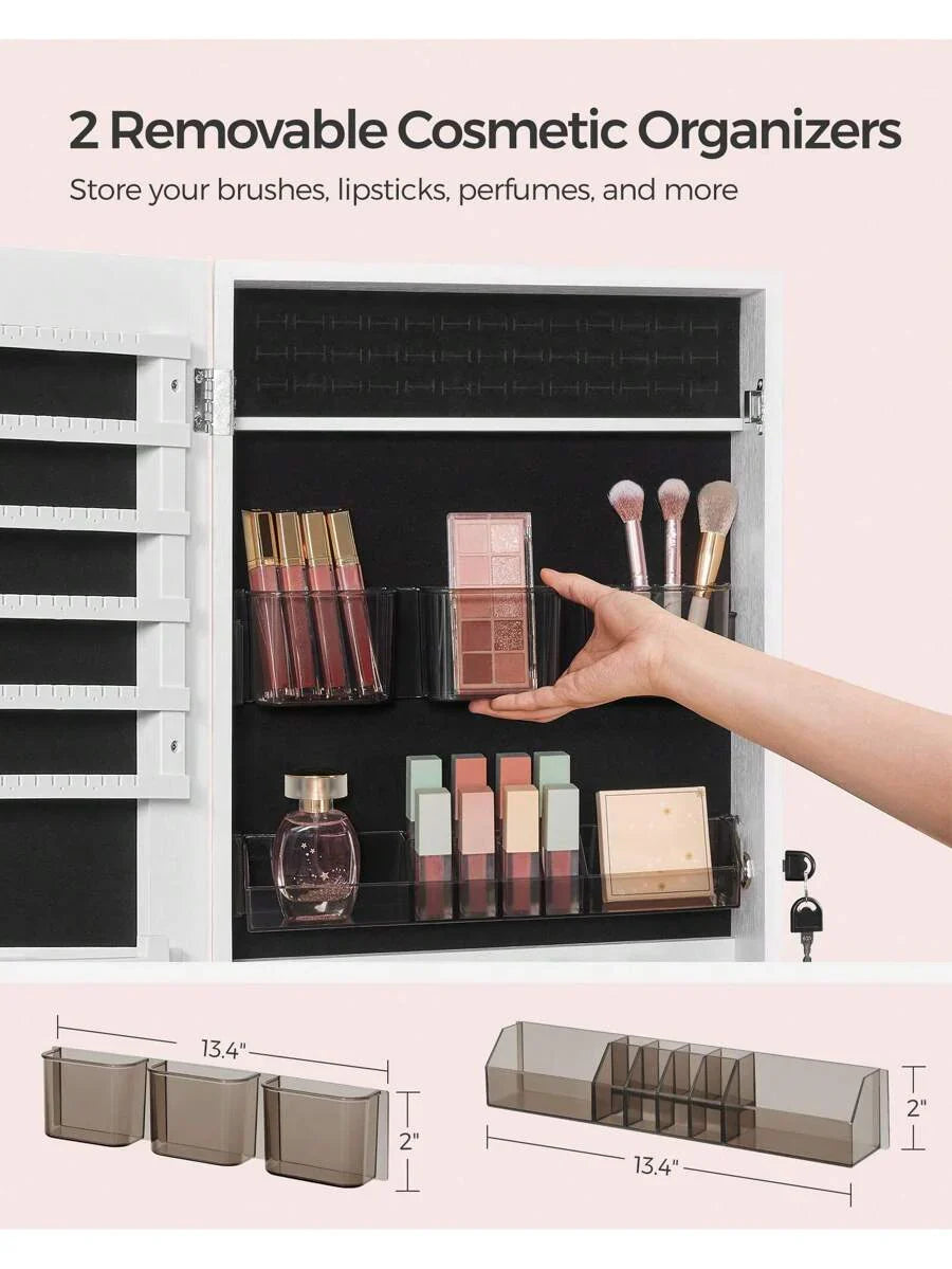 SONGMICS Jewelry Cabinet Armoire Lockable Wall Mounted Mirror Organizer Unit