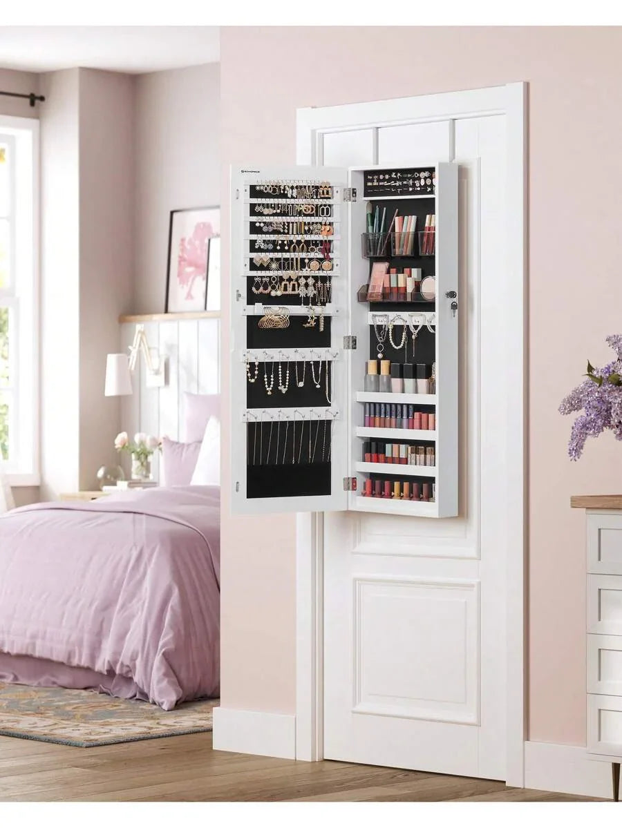 SONGMICS Jewelry Cabinet Armoire Lockable Wall Mounted Mirror Organizer Unit