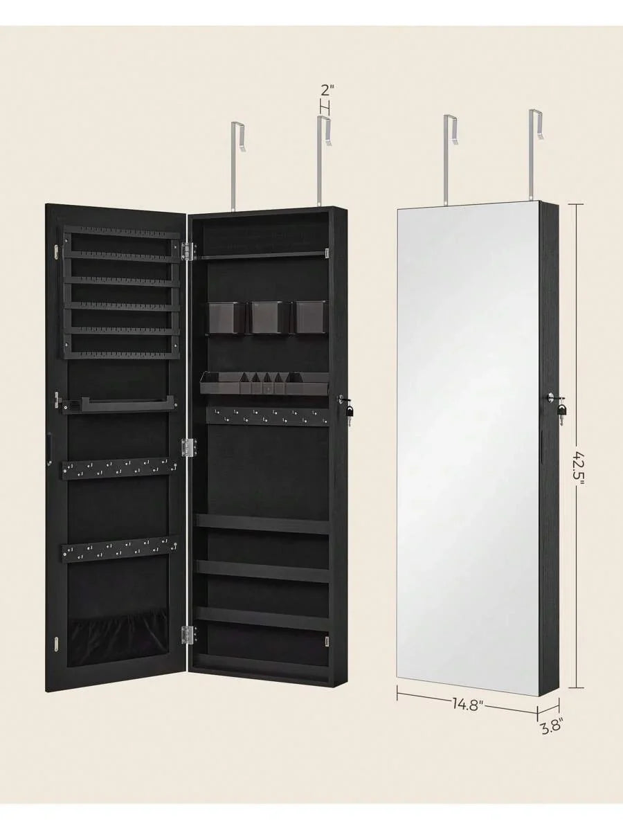 SONGMICS Jewelry Cabinet Armoire Lockable Wall Mounted Mirror Organizer Unit