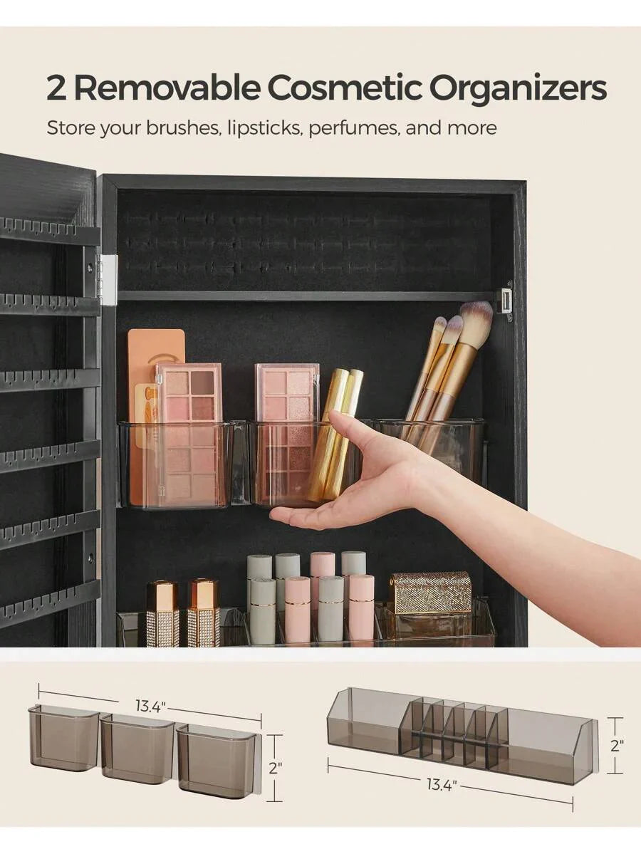 SONGMICS Jewelry Cabinet Armoire Lockable Wall Mounted Mirror Organizer Unit