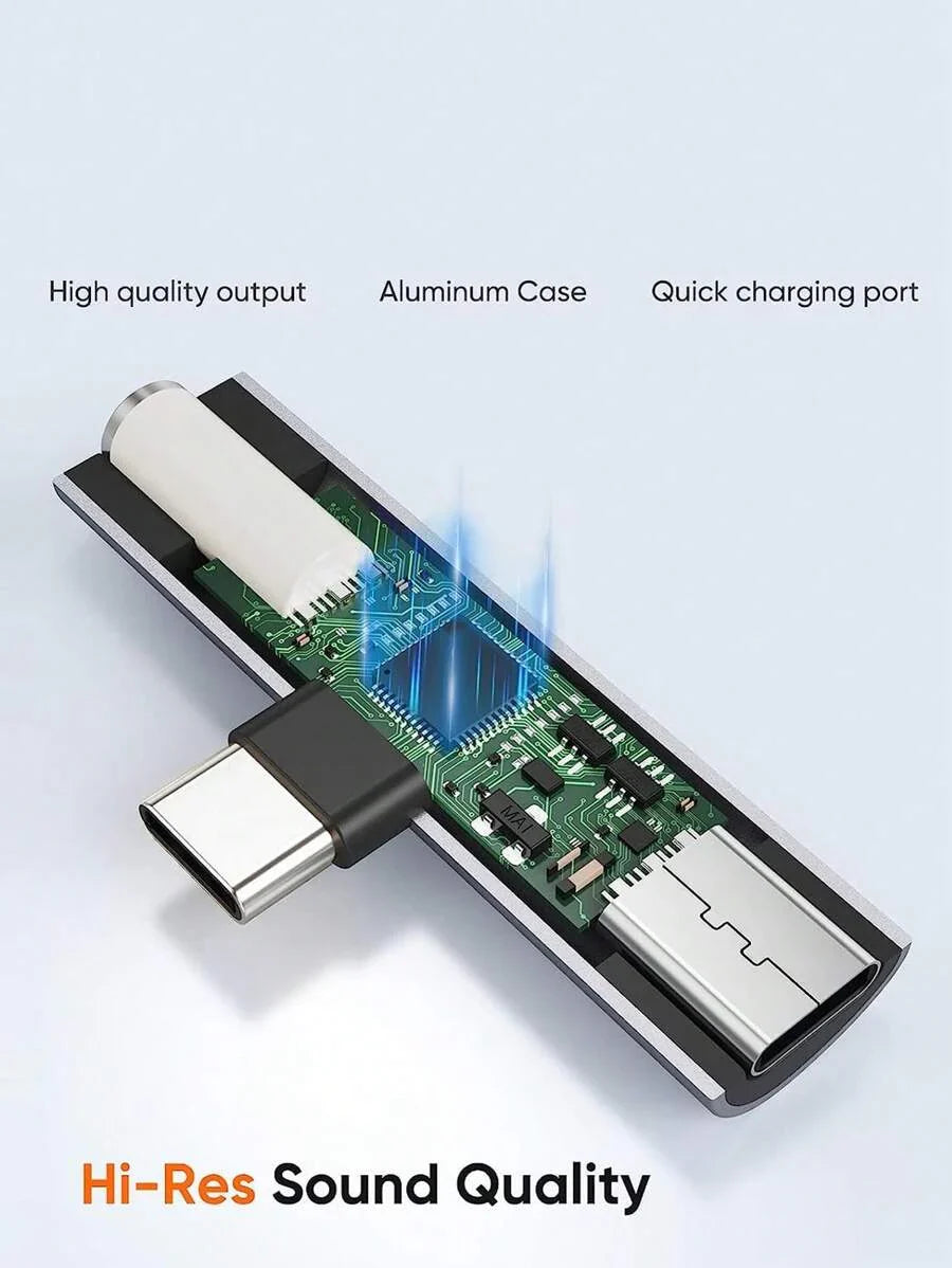 USB-C To 3.5mm Audio Headphone Adapter Combines A USB-C Interface