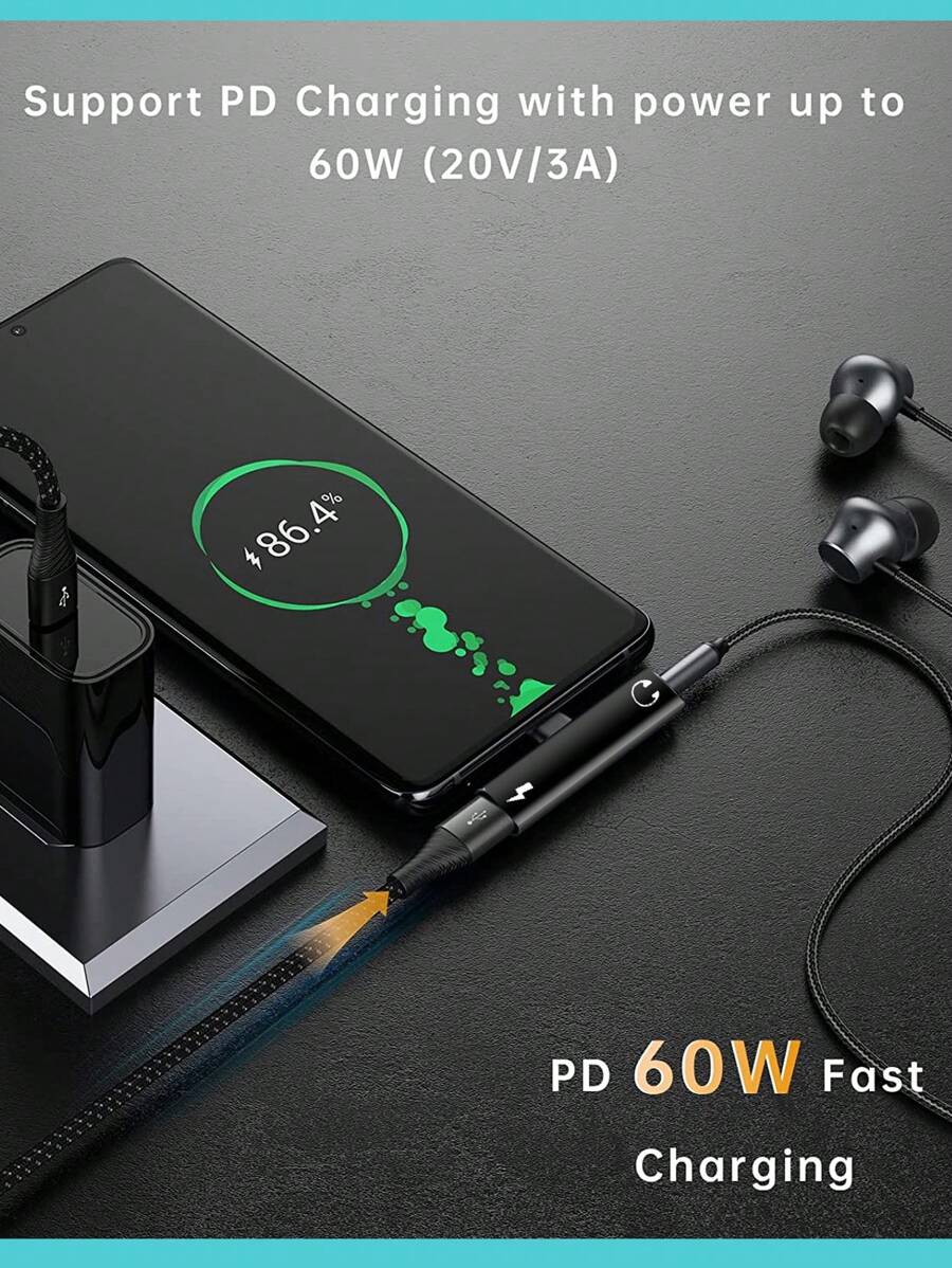 USB-C To 3.5mm Audio Headphone Adapter Combines A USB-C Interface