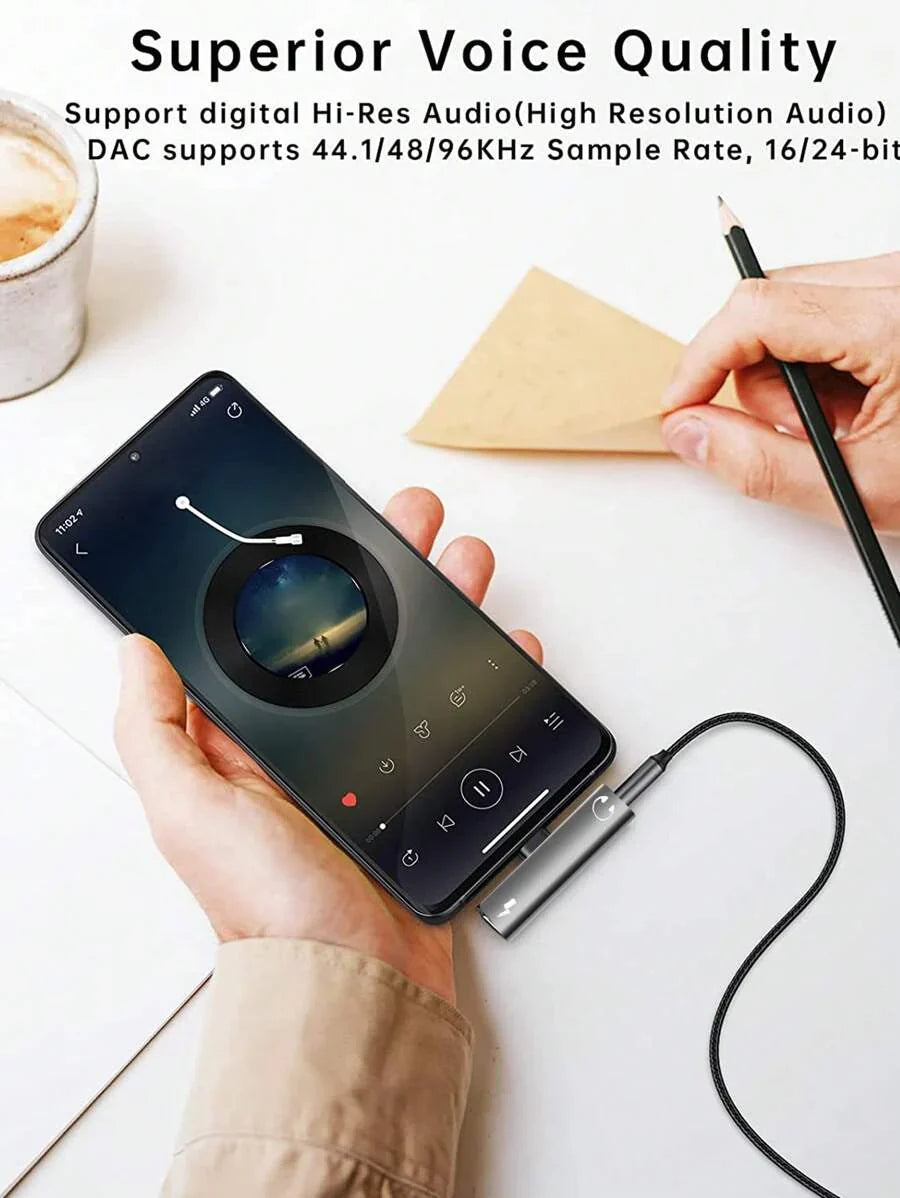 USB-C To 3.5mm Audio Headphone Adapter Combines A USB-C Interface