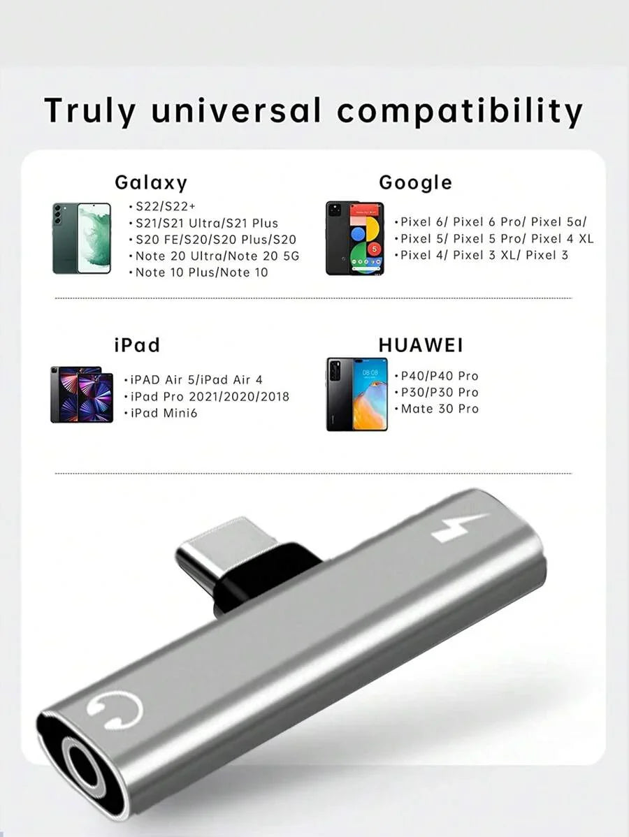 USB-C To 3.5mm Audio Headphone Adapter Combines A USB-C Interface