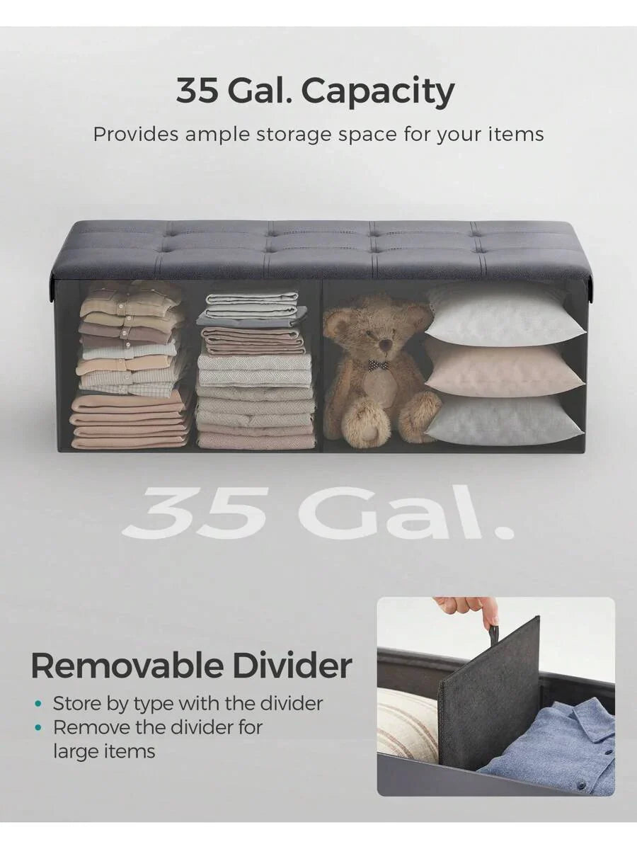 SONGMICS 43 Inches Folding Storage Ottoman Bench Storage