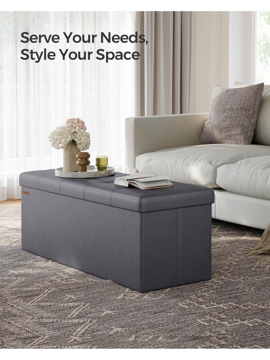 SONGMICS 43 Inches Folding Storage Ottoman Bench Storage