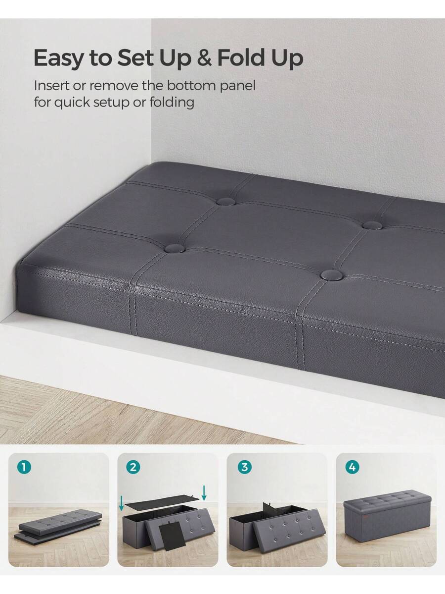 SONGMICS 43 Inches Folding Storage Ottoman Bench Storage