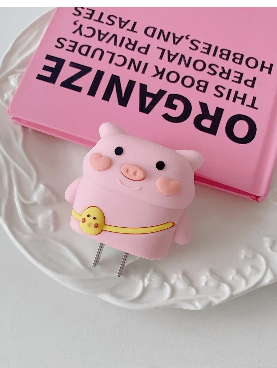 Cute Charger And Data Cable Protector Set