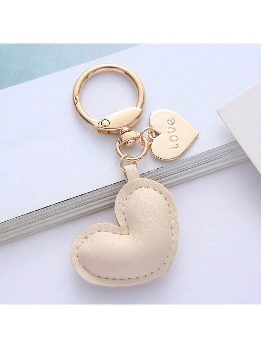 Unisex Minimalist PU Leather Heart Keychain