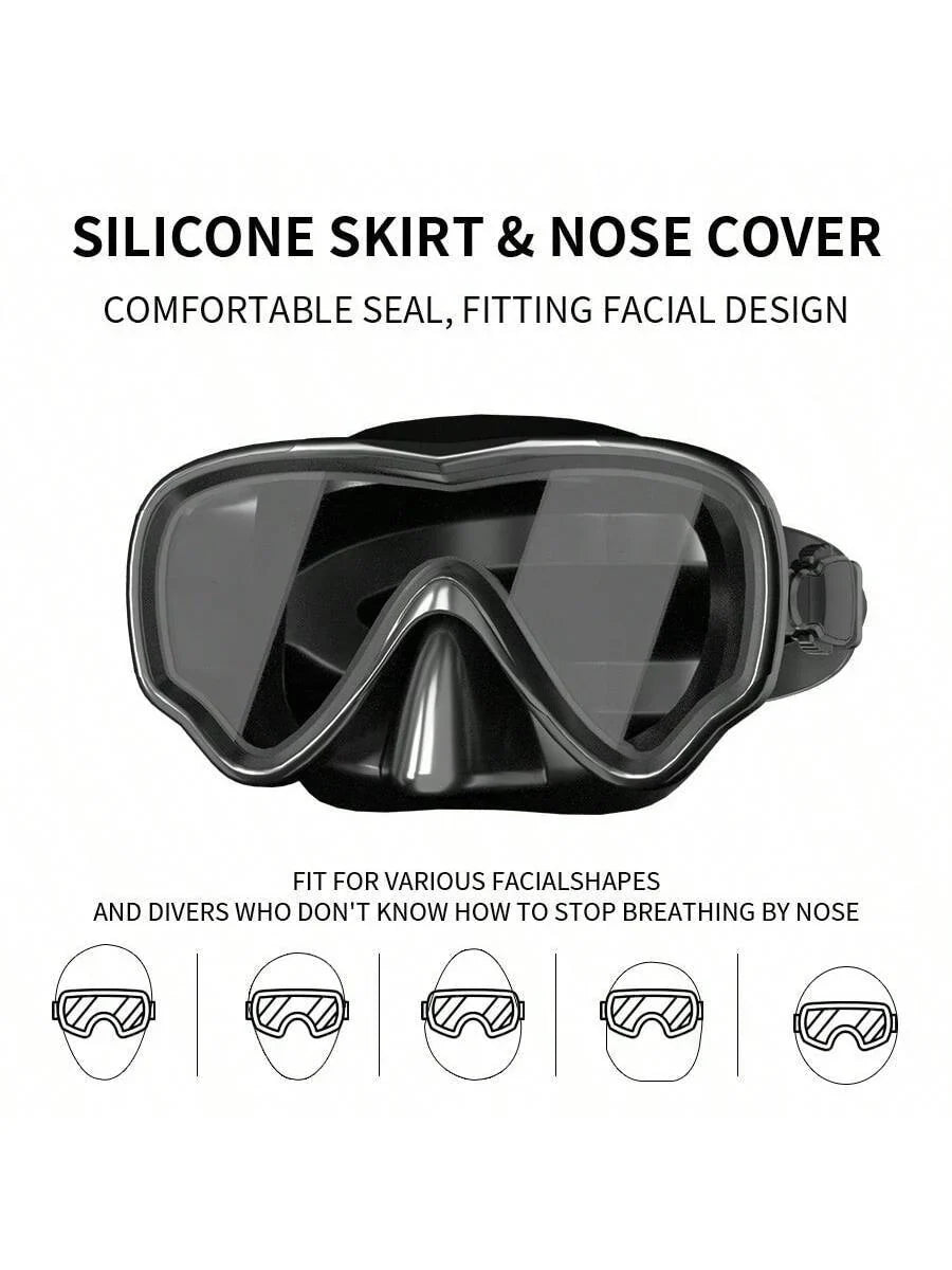 Adult Scuba Diving Mask, Tempered Glass One-Piece Mask