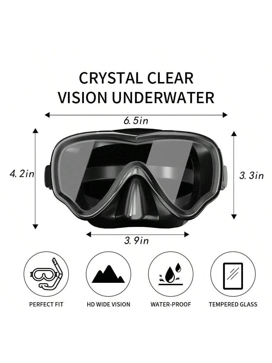 Adult Scuba Diving Mask, Tempered Glass One-Piece Mask