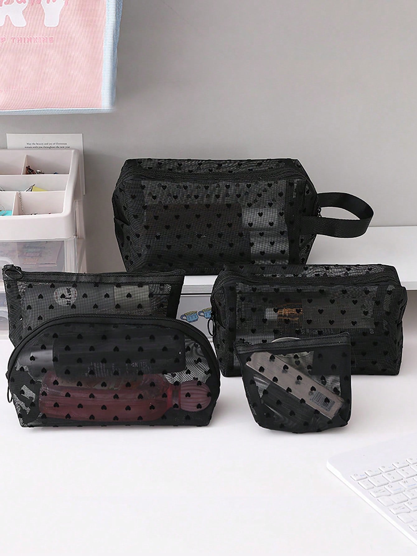 Printed Mesh Cosmetic Storage Bag
