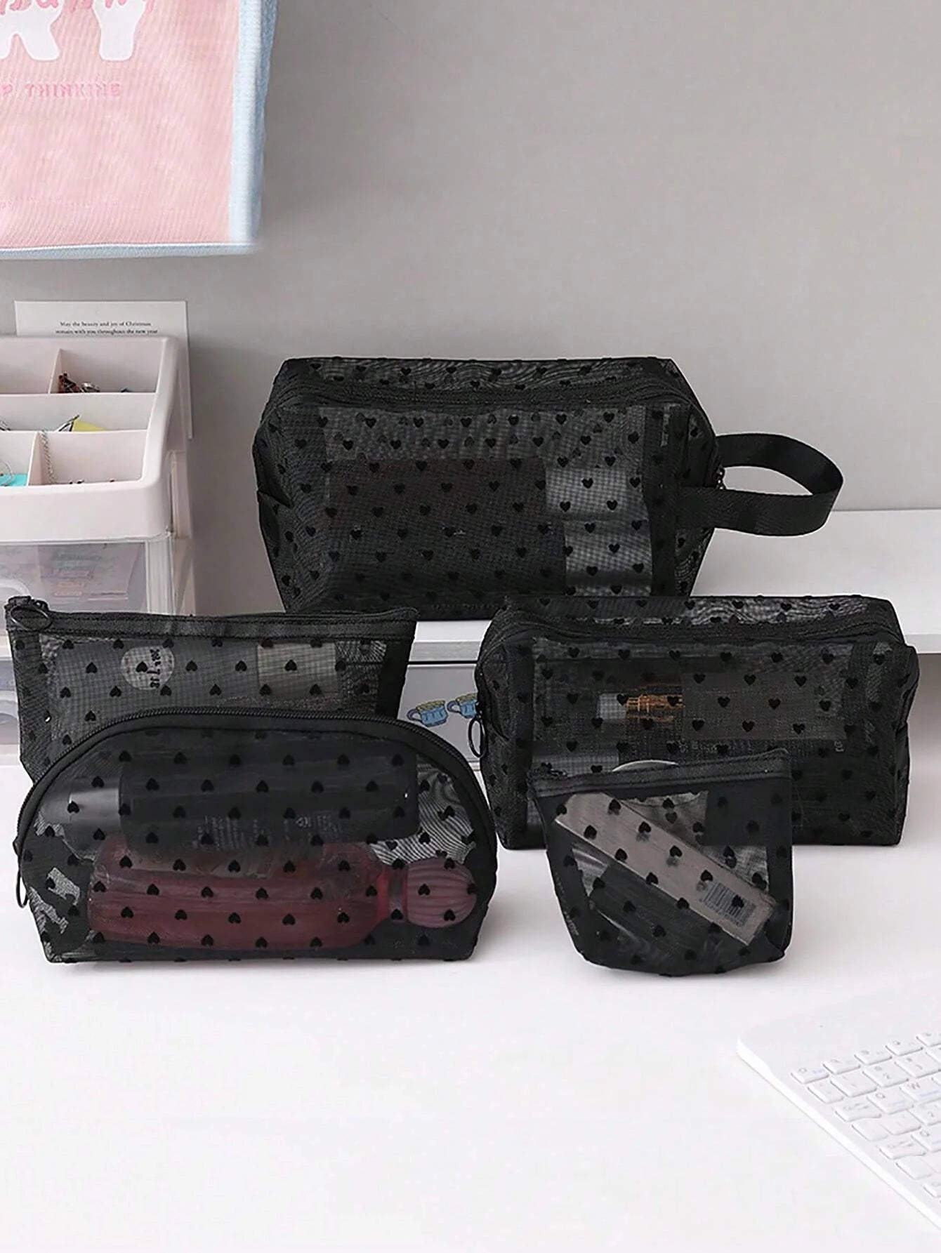 Printed Mesh Cosmetic Storage Bag