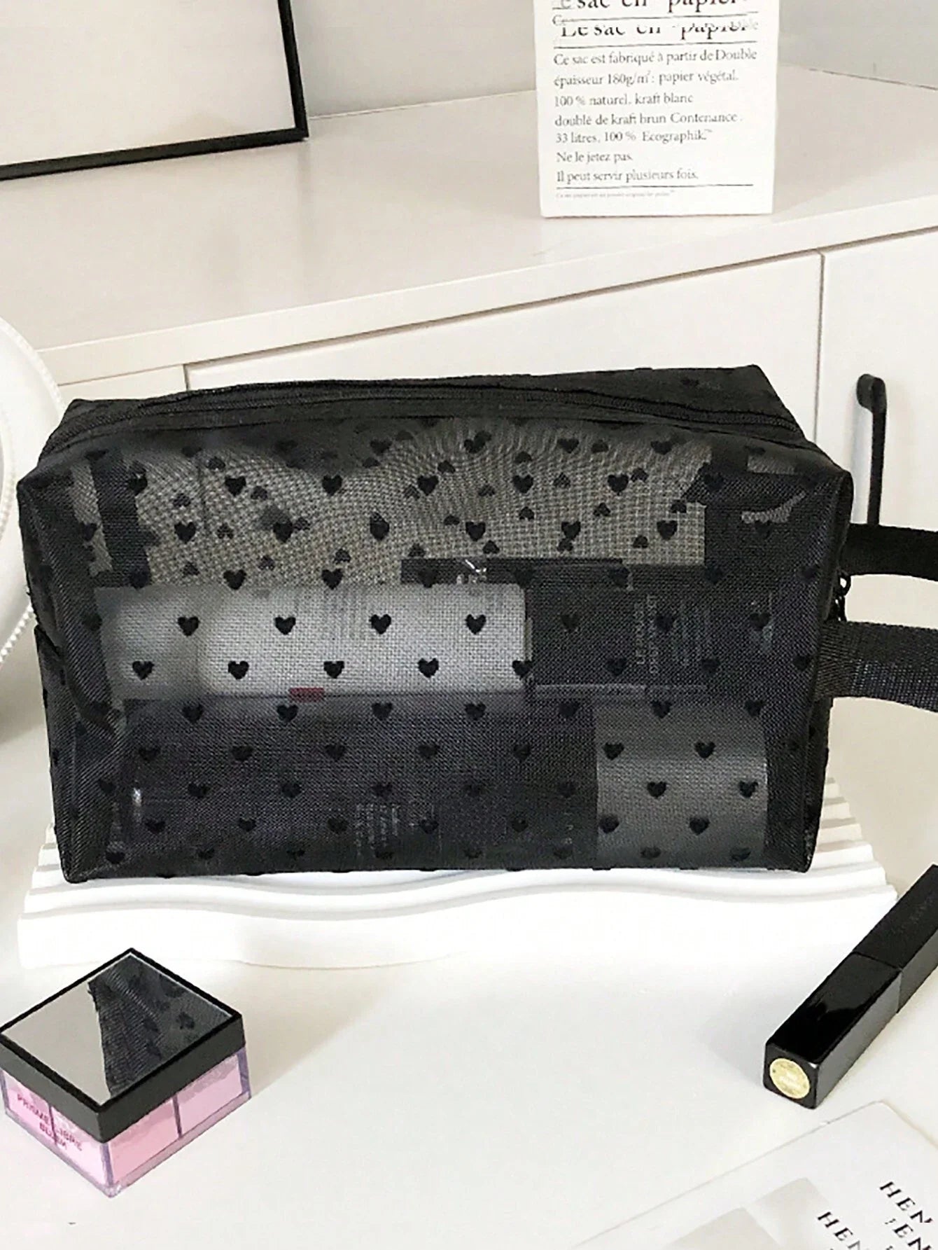 Printed Mesh Cosmetic Storage Bag