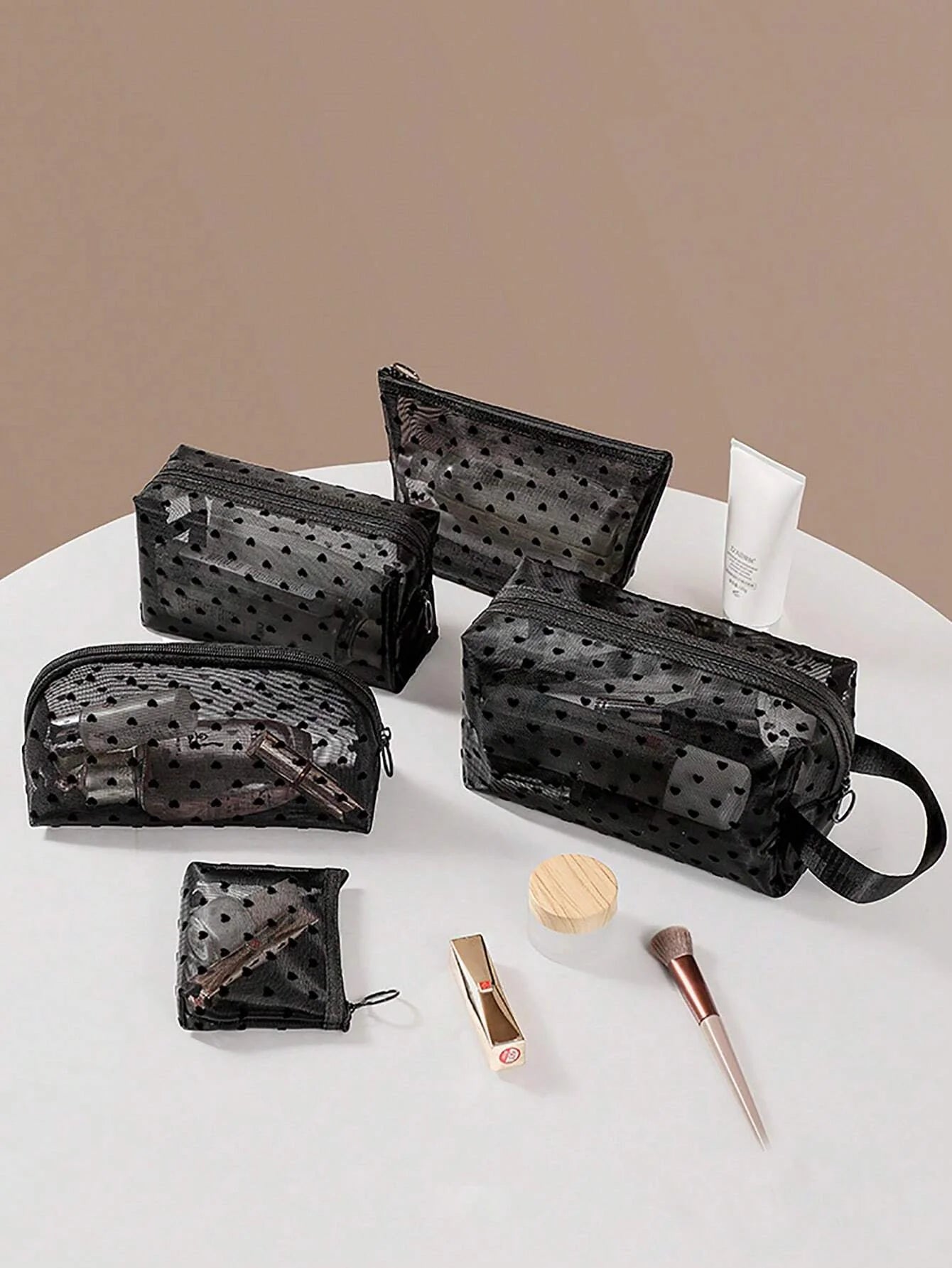 Printed Mesh Cosmetic Storage Bag
