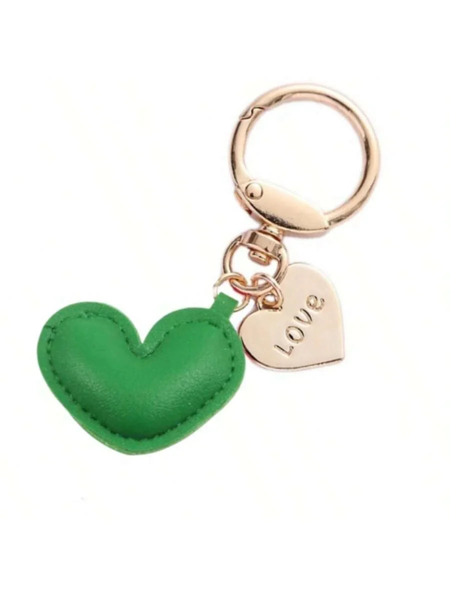 Unisex Minimalist PU Leather Heart Keychain