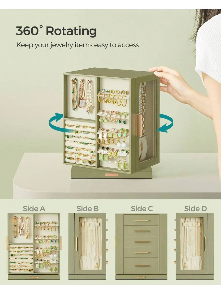 SONGMICS Jewelry Box 360° Rotating