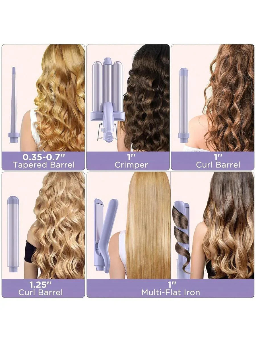 5 In 1 Wand Curling Iron-Curling Wand Set With Hair Straightener