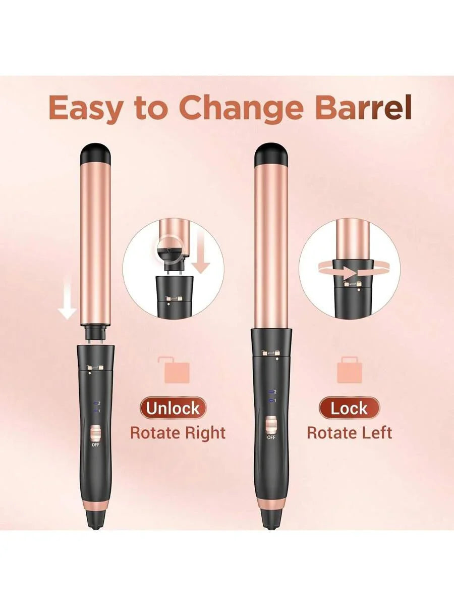 5 In 1 Wand Curling Iron-Curling Wand Set With Hair Straightener