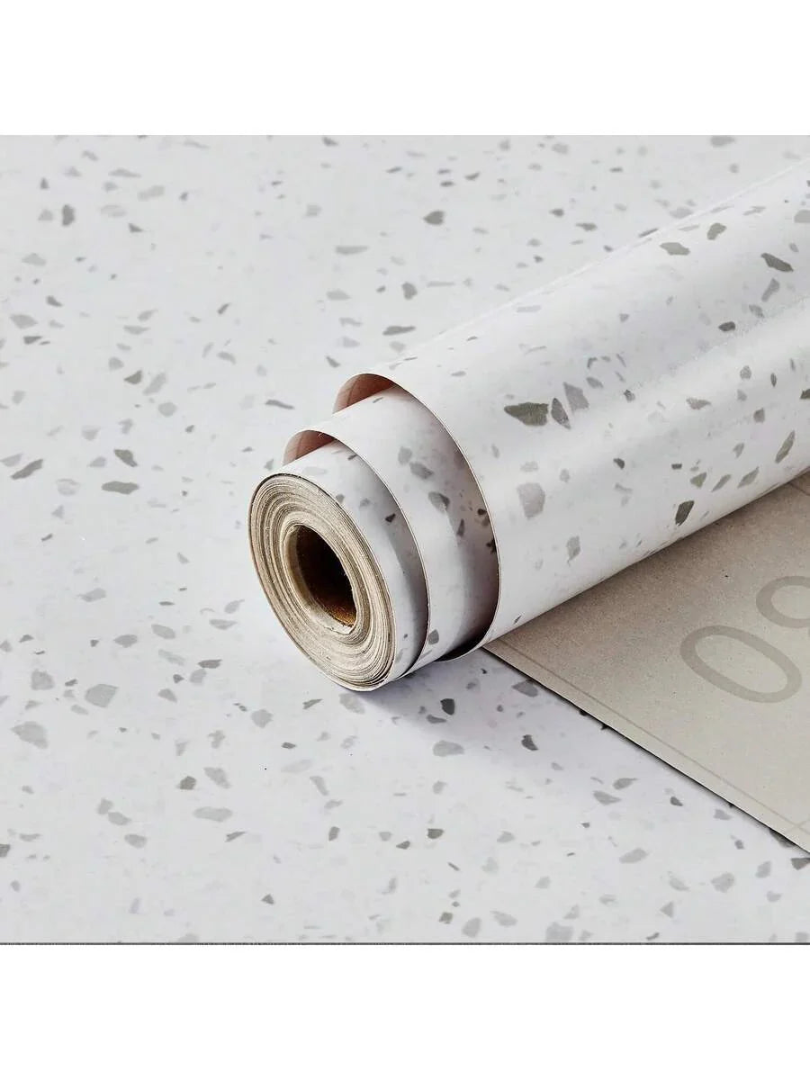 1 Roll Pink/White Glossy Marble Peel And Stick Wallpaper