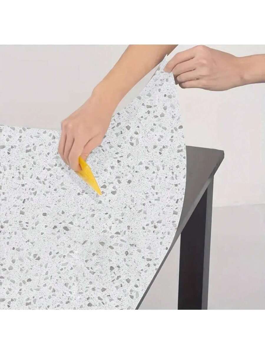 1 Roll Pink/White Glossy Marble Peel And Stick Wallpaper