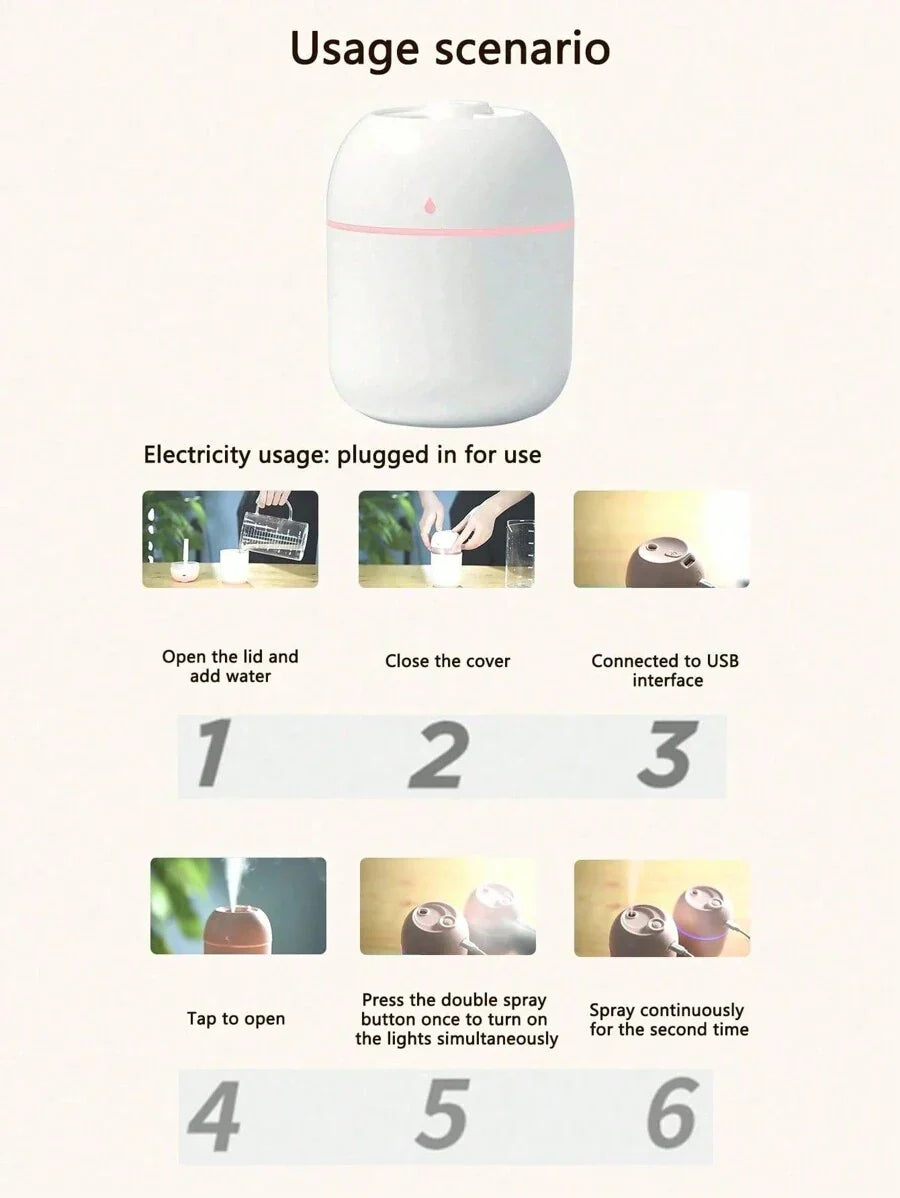 USB-powered 220ml Mini Droplet-Shaped Portable Air Humidifier & Essential Oil Diffuser