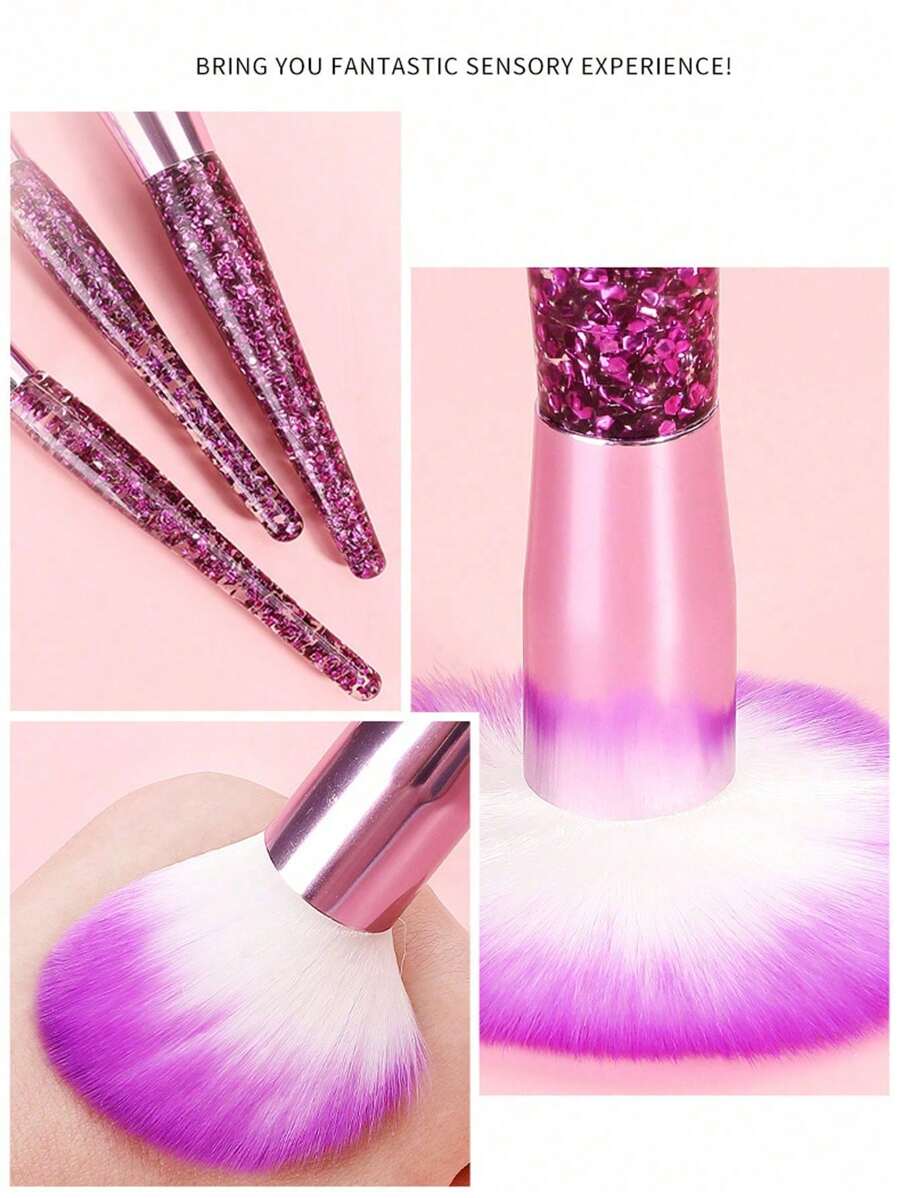 10pcs Clear Crystal & Flowing Sand Makeup Brush Set
