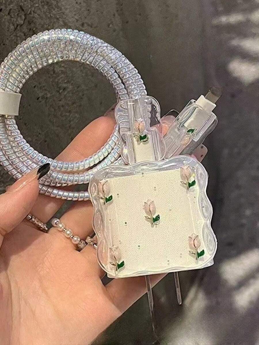 5pcs Cherry Design Charging Cable Protector