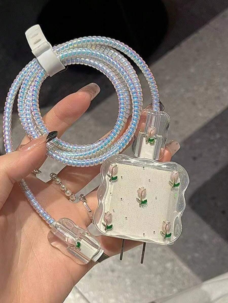 5pcs Cherry Design Charging Cable Protector