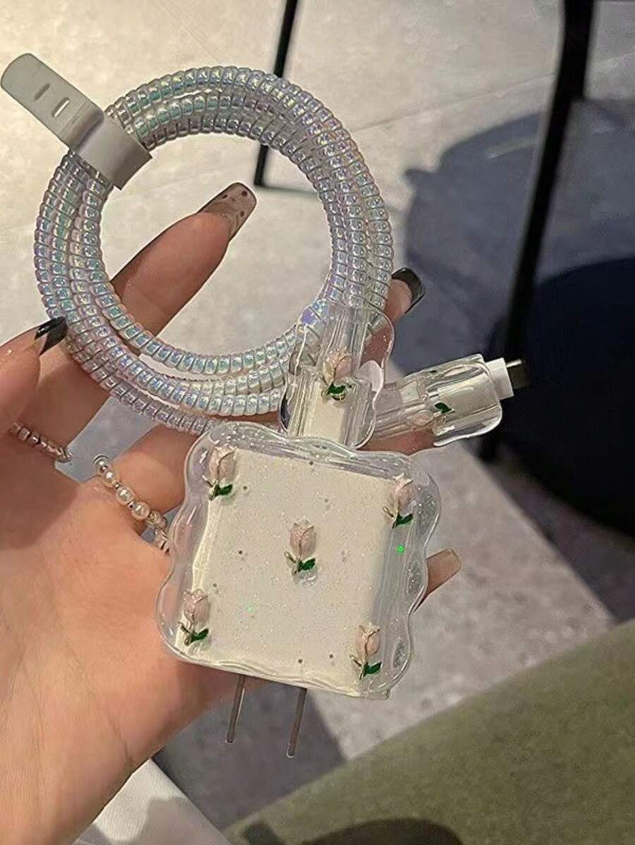 5pcs Cherry Design Charging Cable Protector