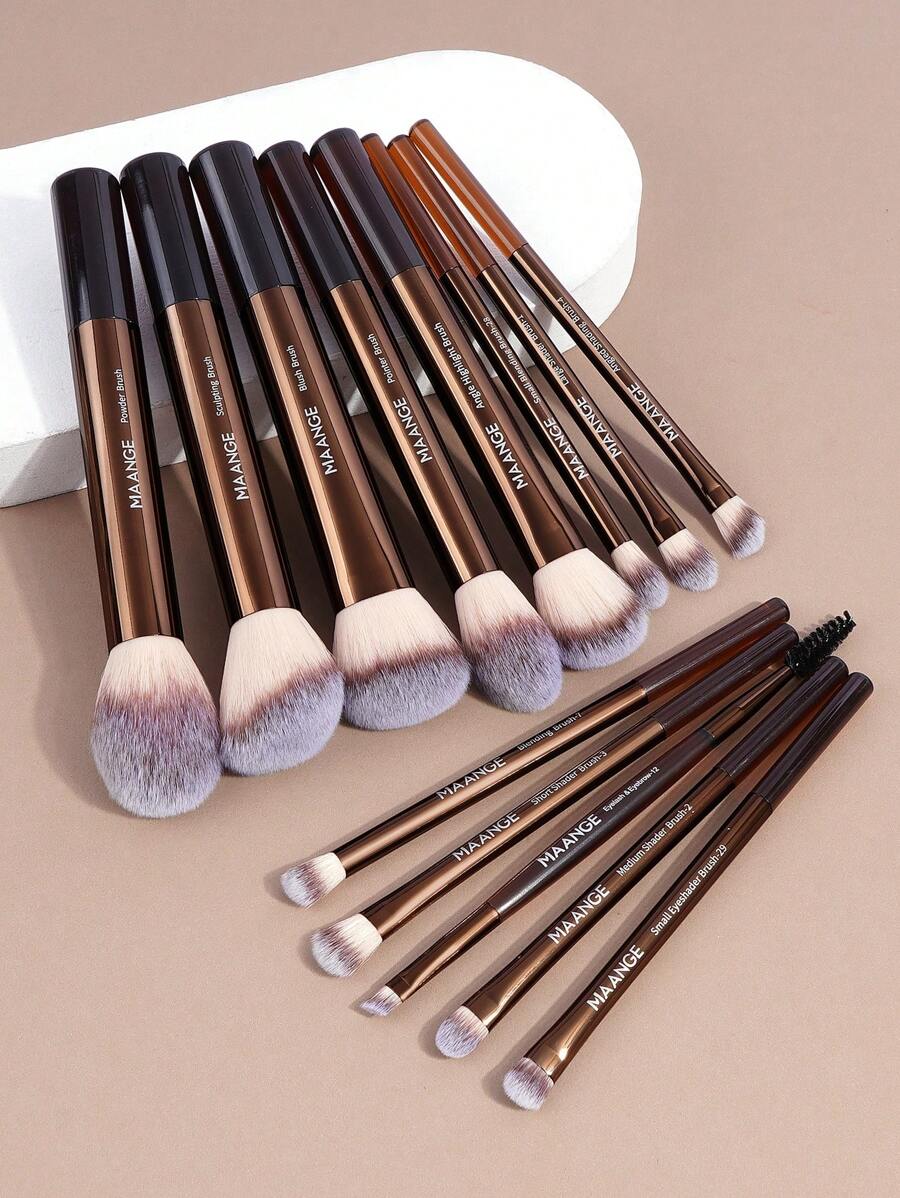 MAANGE Professional Soft Hair Aluminum Tube Makeup Brush Set